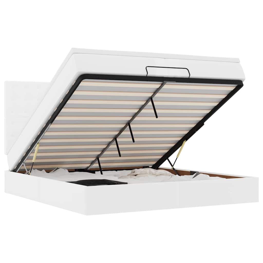 Osmannisk sengeramme med madrasser 200x200 cm kunstlæder hvid - number 2.