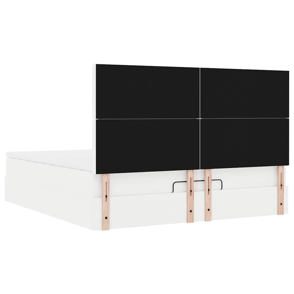 Osmannisk sengeramme med madrasser 200x200 cm kunstlæder hvid - number 12.