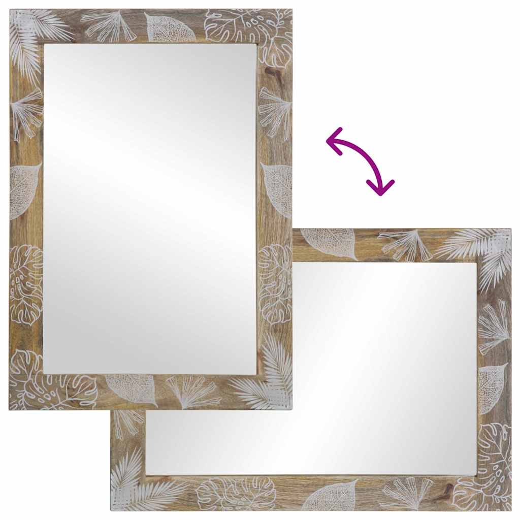 Badeværelsesspejl 50x3x70 cm massivt mangotræ - number 4.