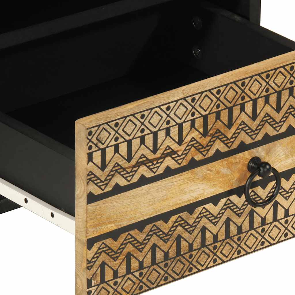 Noćni ormarići kom. 40x33x46 cm puno grubo drvo manga crno - 2 - number 8.