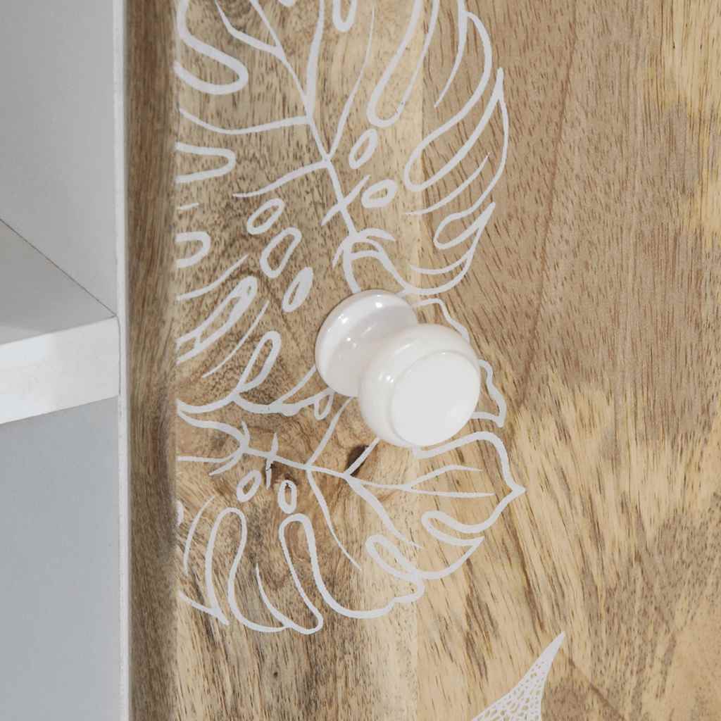 Tv-bord 80x31,5x46 cm massivt - ooo 2, ooo 3, mango natur med hvidmalet skærm manipuleret træ metal - number 8.