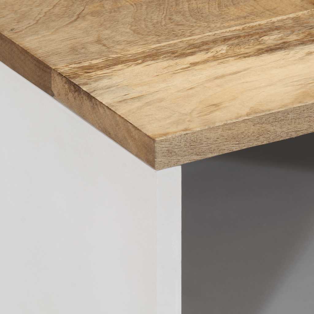 Tv-bord 80x31,5x46 cm massivt - ooo 2, ooo 3, mango natur med hvidmalet skærm manipuleret træ metal - number 7.
