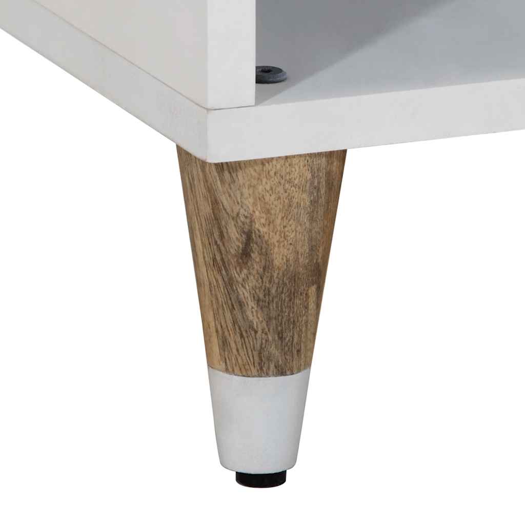 Tv-bord 80x31,5x46 cm massivt - ooo 2, ooo 3, mango natur med hvidmalet skærm manipuleret træ metal - number 9.