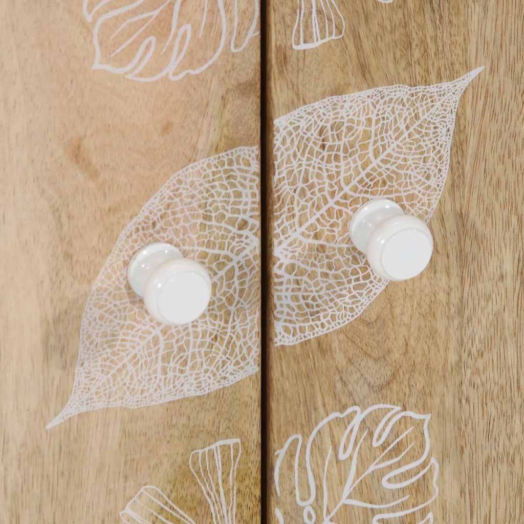 Skænk 60x33,5x75 cm massivt - ooo 3, ooo 4, mango natur med hvidmalet skærm manipuleret træ metal, ooo 5 - number 7.