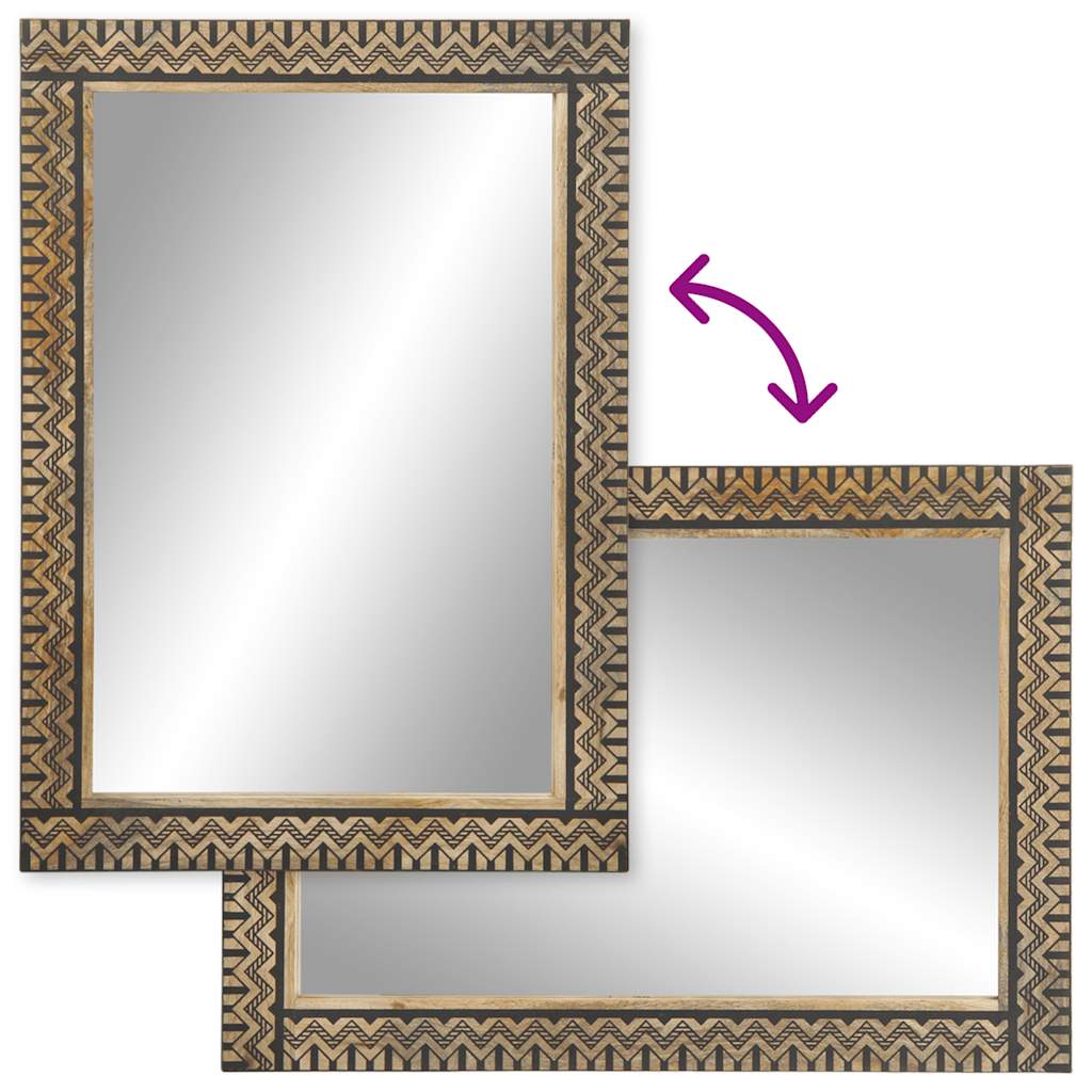 Lustro łazienkowe 50x70 cm i szkło - czarne, lite drewno mango + szkło, ooo 1 - number 4.