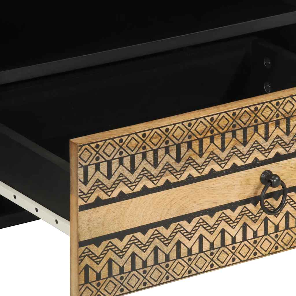 Tv-bord 80x33,5x46 cm massivt ru mangotræ sort - 80 x 33 5 x 46 cm (l x b x h) - number 8.