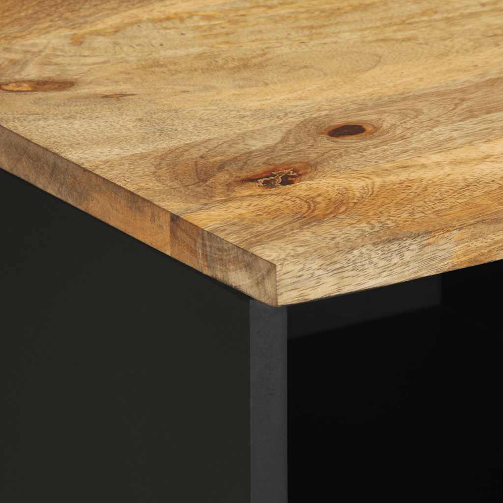 Tv-bord 80x33,5x46 cm massivt ru mangotræ sort - 80 x 33 5 x 46 cm (l x b x h) - number 7.