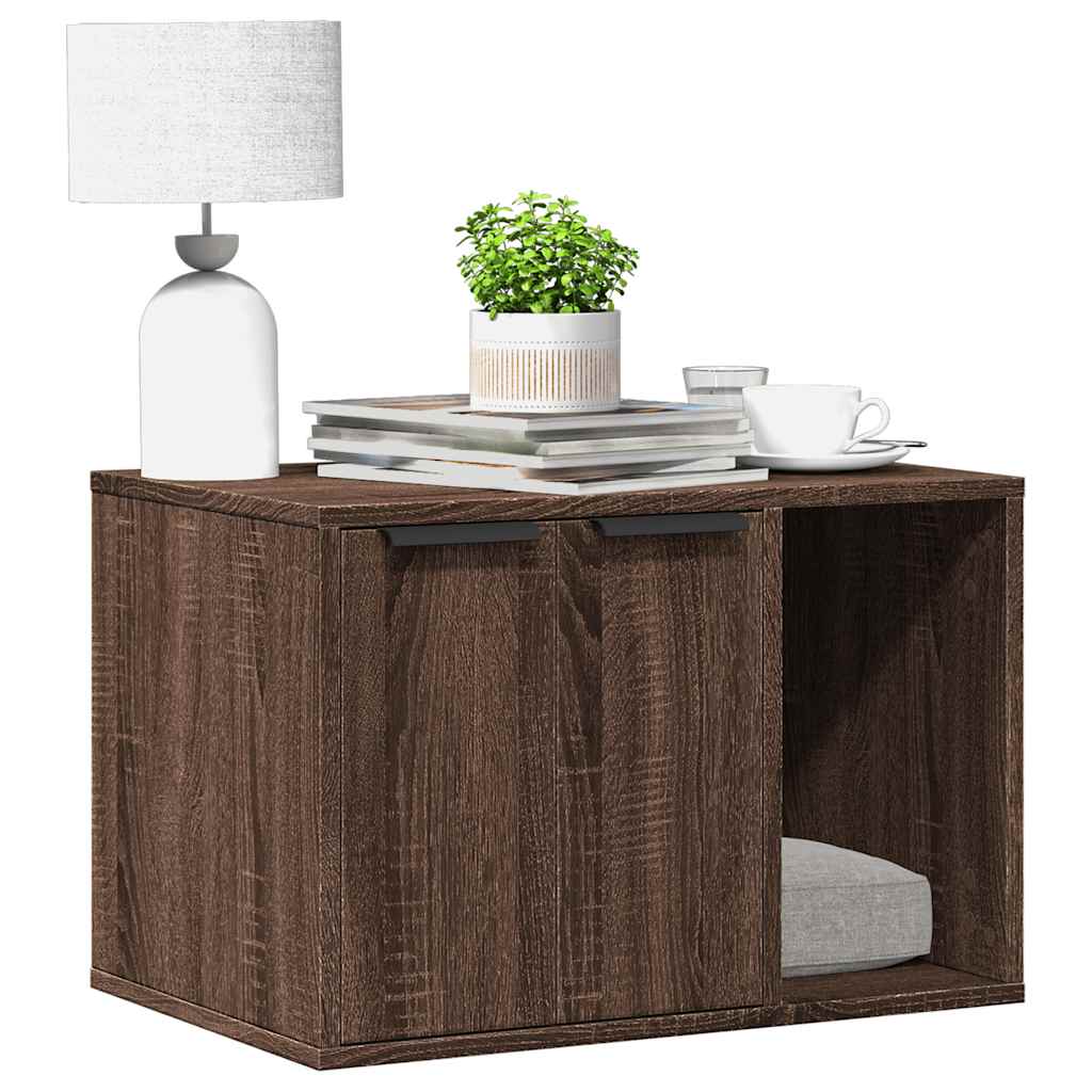 Cachette de toilette bac à litière construite en bois brun chêne - chêne brun, 60 x 40 x 40 cm - number 1.