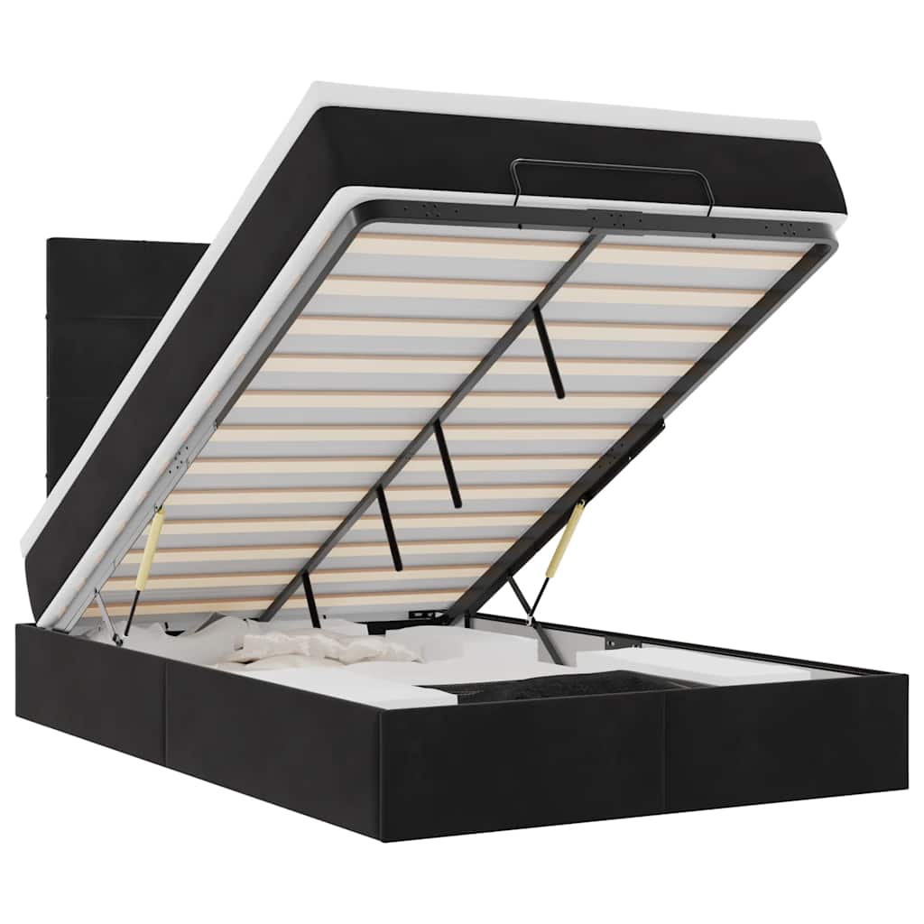 Osmannisk sengeramme med madrasser fløjl - sort, 120 x 200 cm, blok med firkanter - number 2.