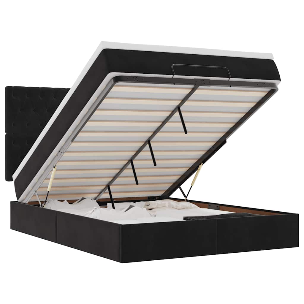 Okvir u otomanskom krevetu s madracima velvet - crni, 140 x 190 cm, s ukrasnim gumbima - number 2.