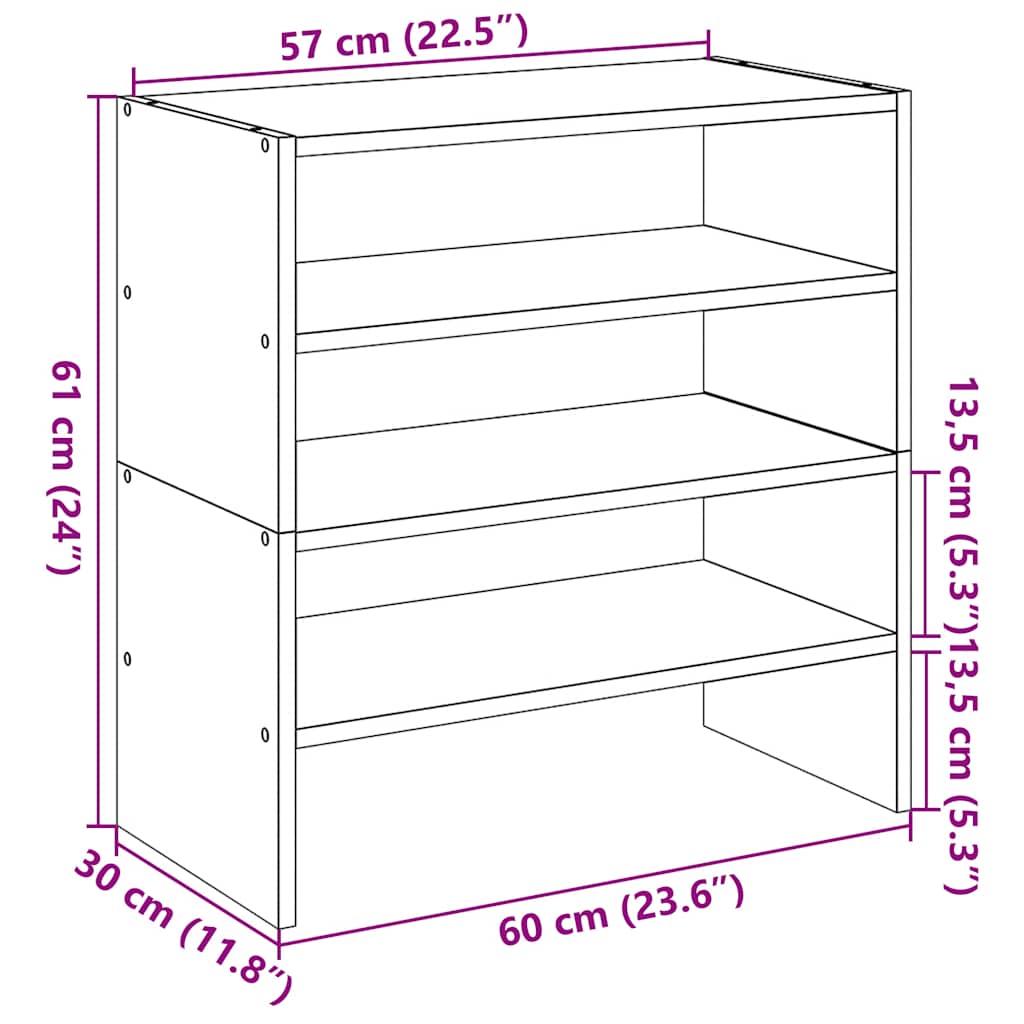 Shoe racks stackable pcs. 60x30x30.5 cm - white, 2, 1 - number 9.