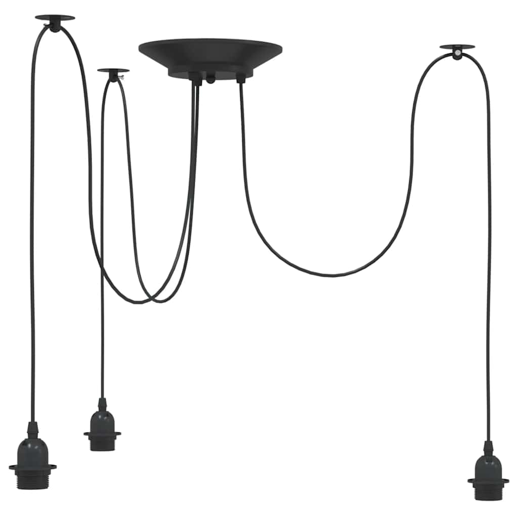 Lampe à suspension avec 3 douilles e27 métal noir - 1, avec 3 douilles - number 2.
