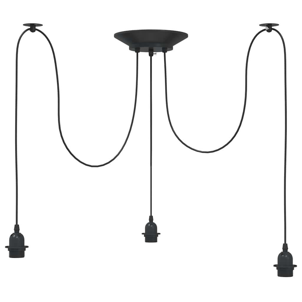 Lampe à suspension avec 3 douilles e27 métal noir - 1, avec 3 douilles - number 5.