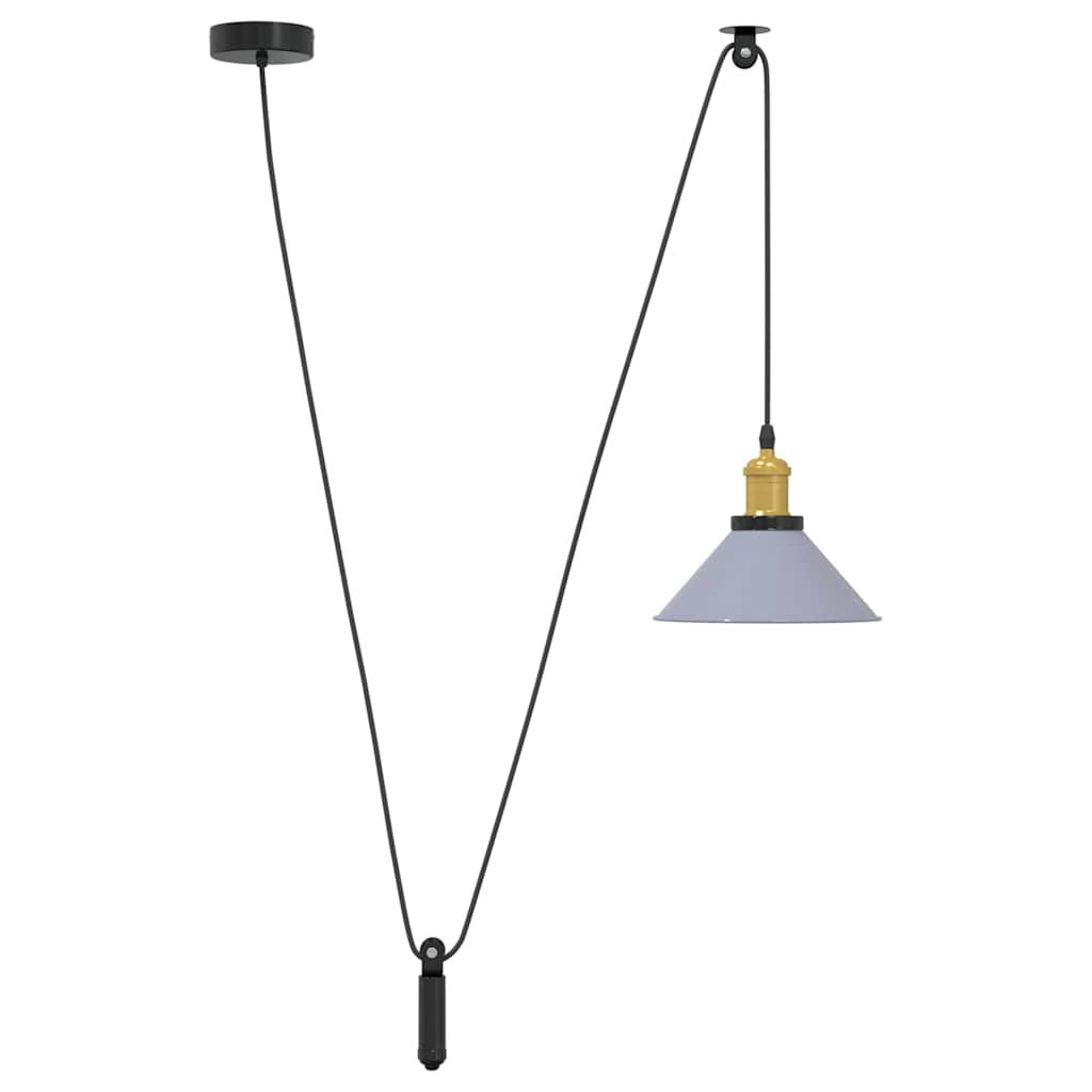 Hauteur de lampe pendentielle réglable e27 ø 22 cm gray brillant en métal - gris brillant, 1, x - number 2.