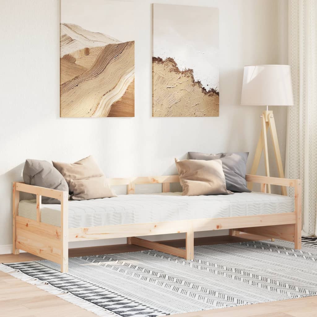 Daybed med madras massivt fyrretræ - naturfarvet, 80 x 200 cm, ja - number 1.