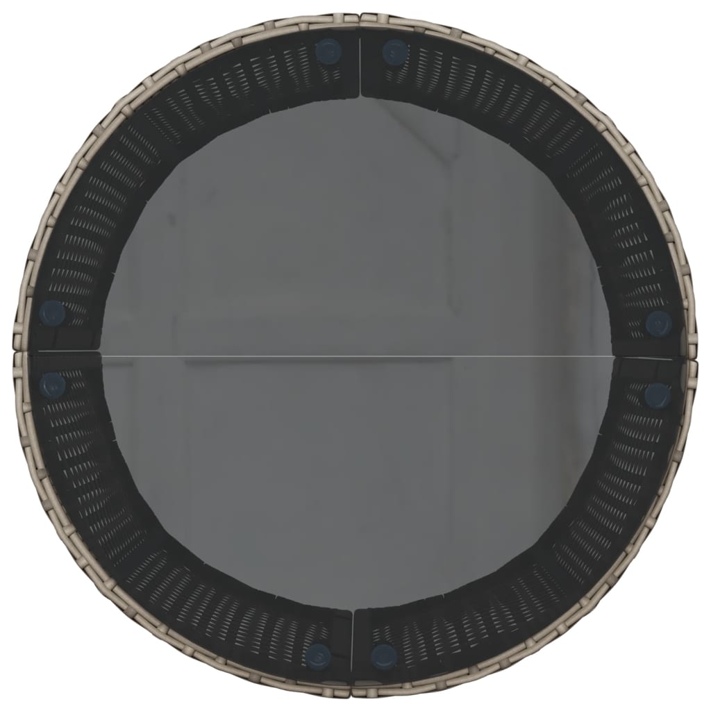 Havesofa med bord og hynder polyrattan grå - grå og mørkegrå, 1, halvrund, pe rattan and glass - number 6.