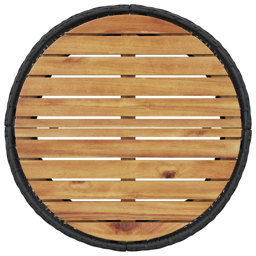 Havesofa med bord og hynder polyrattan sort - sort og cremefarvet, 1, halvrund, pe rattan and wood - number 6.