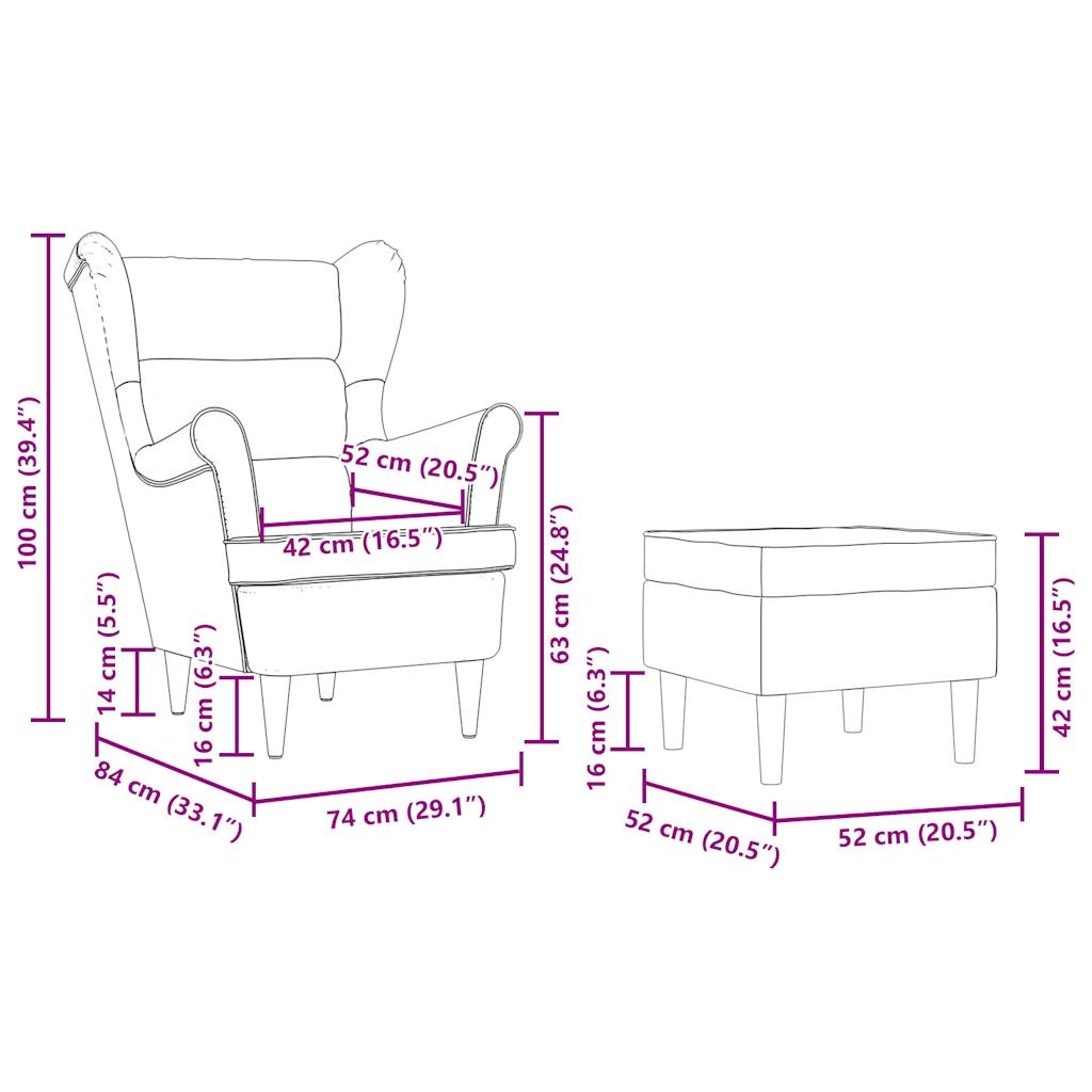 Štof za fotelju - svijetlo siva, 1, sa tabureom za noge - number 11.