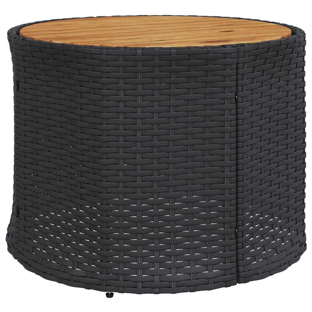Havesofa med bord og hynder polyrattan sort - sort og cremefarvet, 1, rund, pe rattan and wood - number 8.