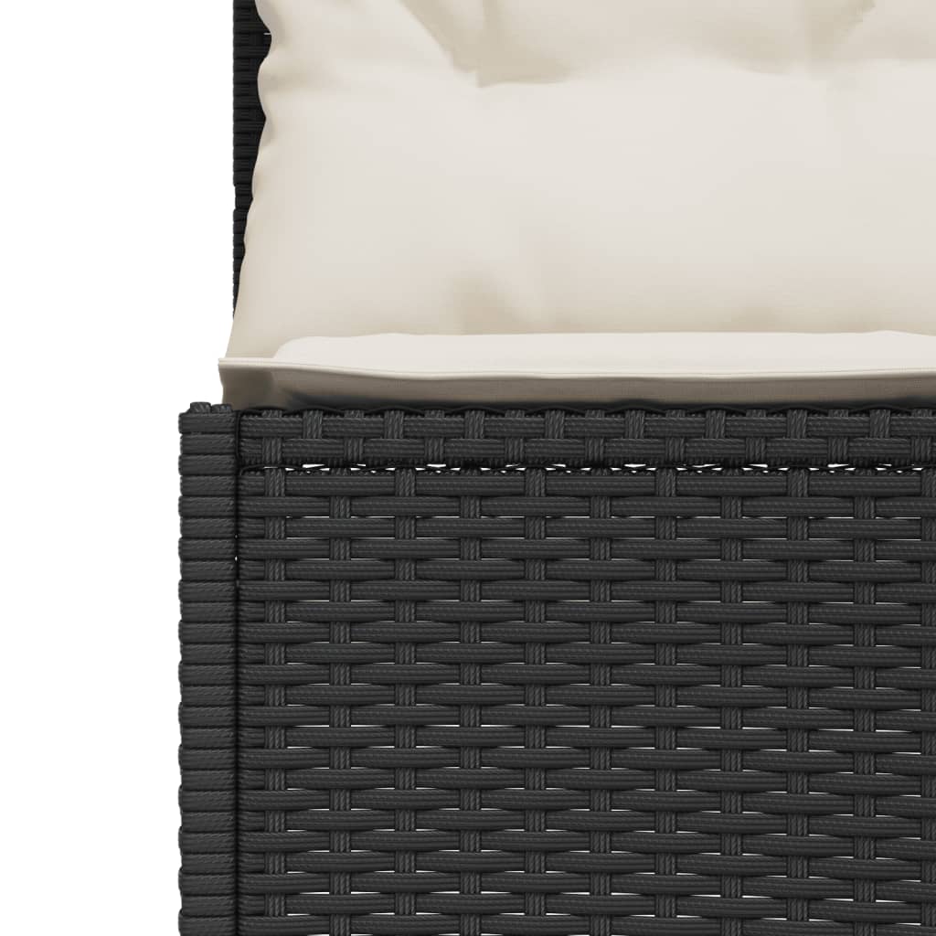 Havesofa med bord og hynder polyrattan sort - sort og cremefarvet, 1, rund, pe rattan and wood - number 10.