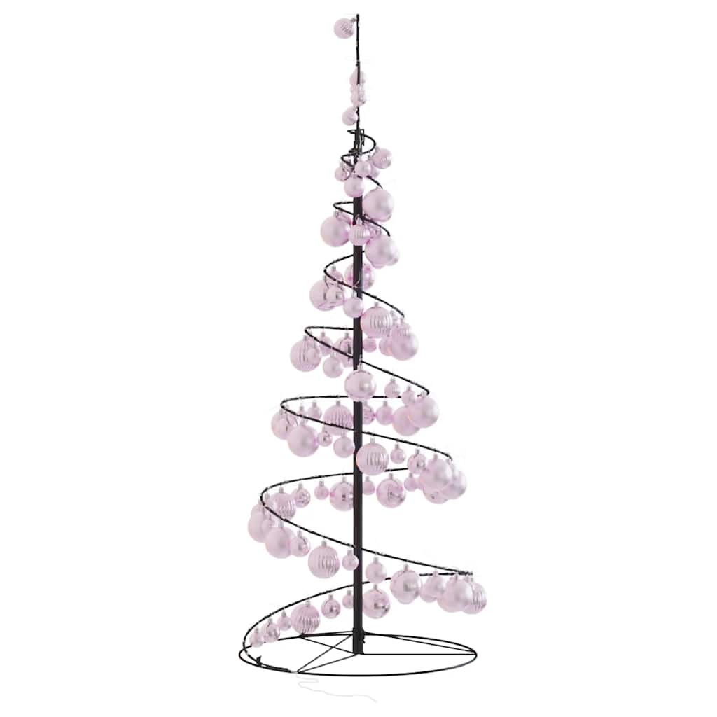 Led-juletræ med kugler 80 led'er varmt hvidt lys - lys pink, 120 cm, 1, med julekugler - number 5.