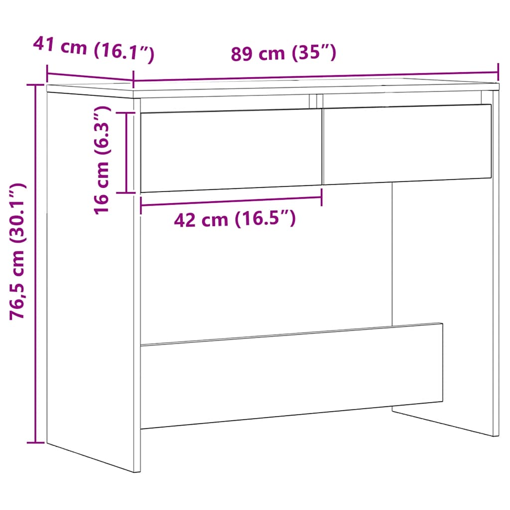 Stolik konsolowy 89x41x76,5 cm drewno klejone sztuczny dąb - dąb rzemieślniczy, 1 - number 10.