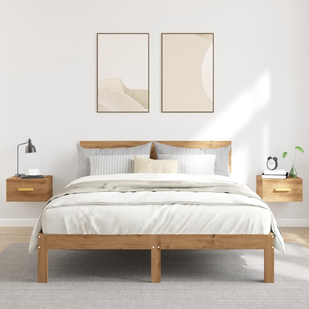 Væghængte sengeborde stk. 35x35x20 cm kunsteg - artisan eg, 2 - number 3.