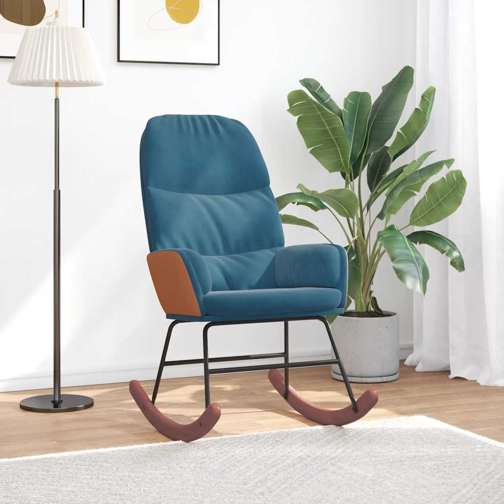 Gyngestol fløjl - blå, 1, uden fodskammel - number 1.