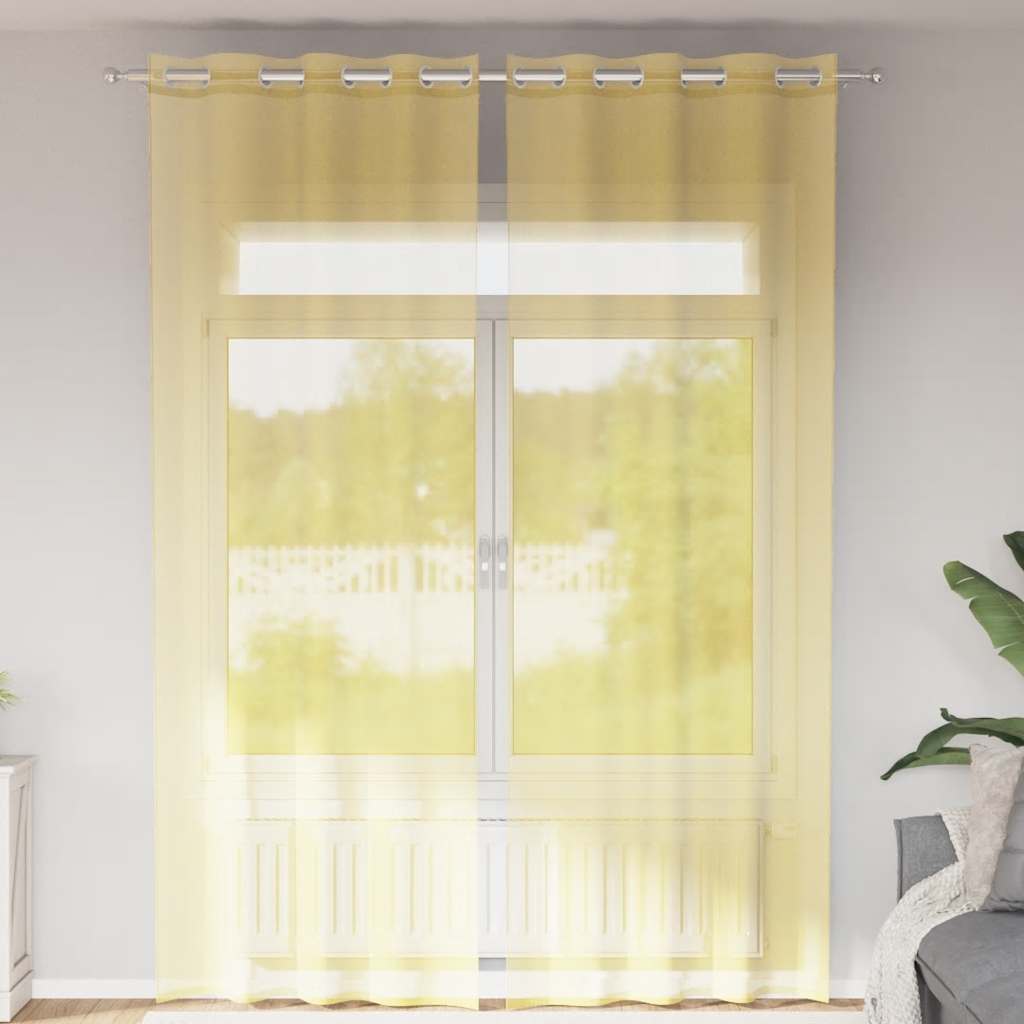 Voile curtains with boxes 2 pcs. - yellow, 140 x 260 cm, 1, with eyes - number 1.