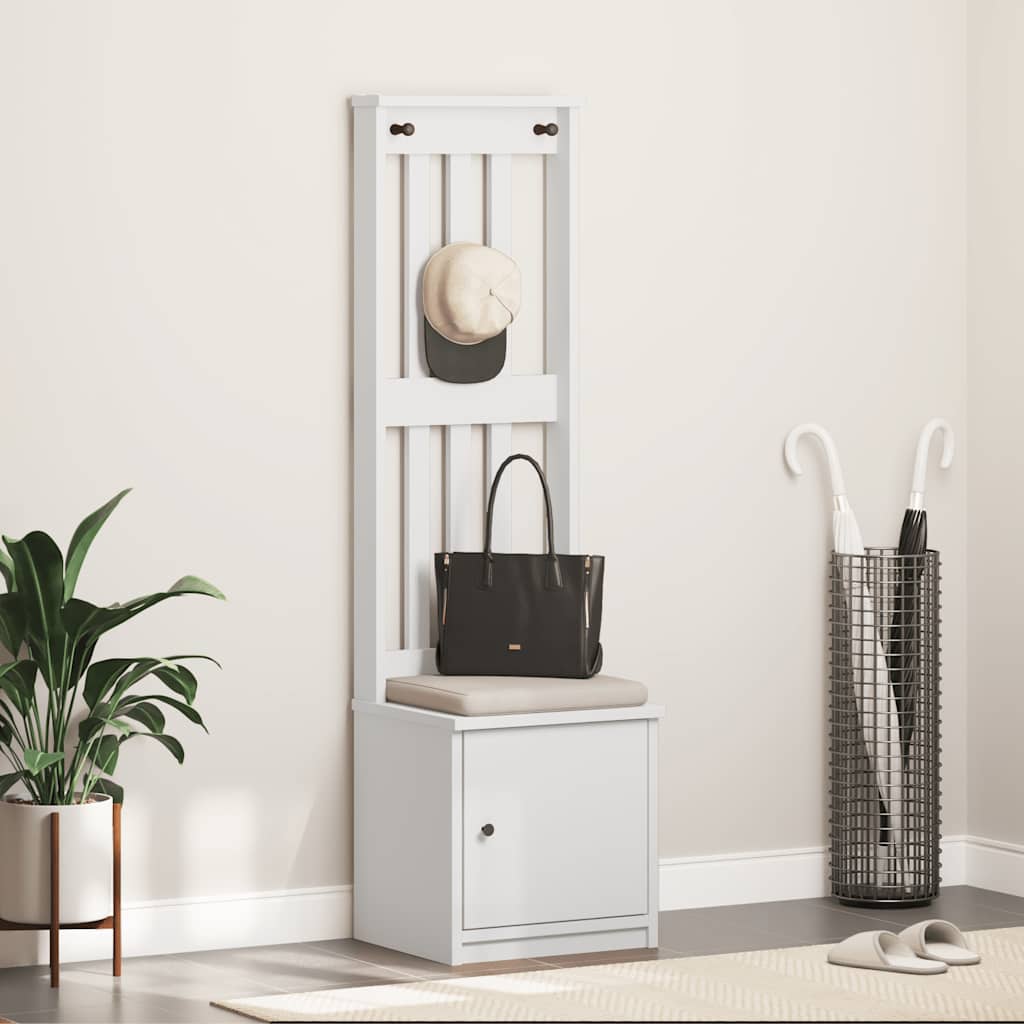 Hall træ sandens 45x40x159,5 cm massivt fyrretræ hvid - number 3.