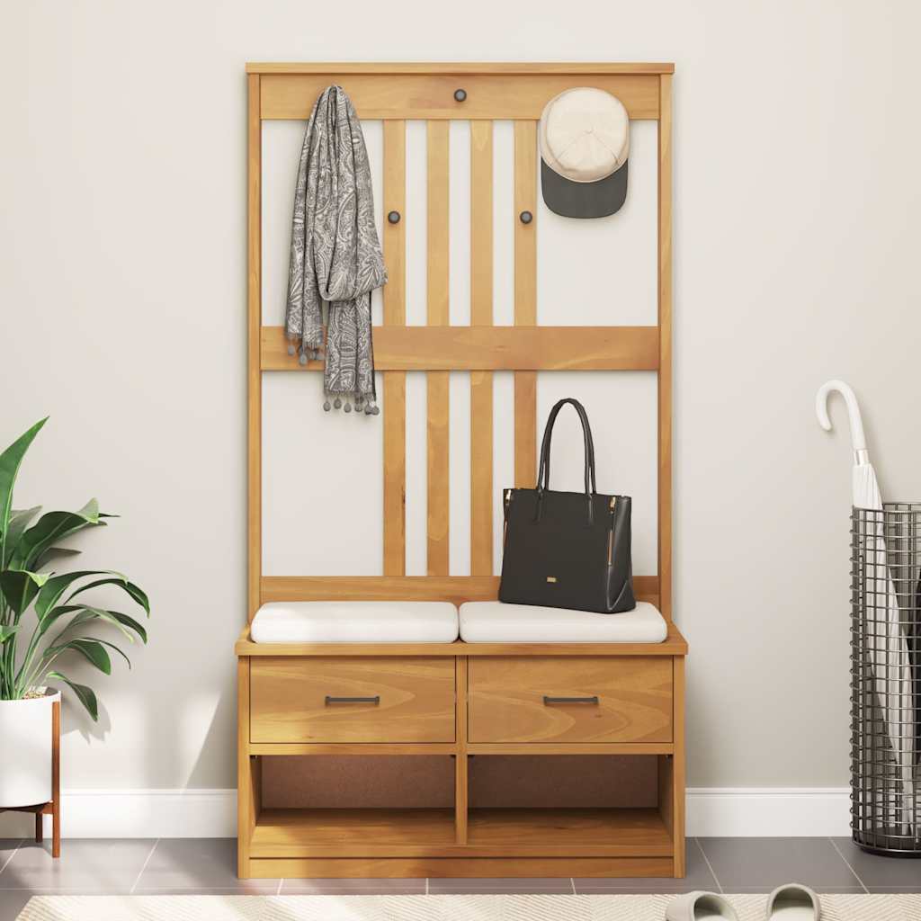 Hall træ sandens 87x40x159,5 cm massivt fyrretræ - akacie, 87 x 40 x 159.5 cm - number 3.