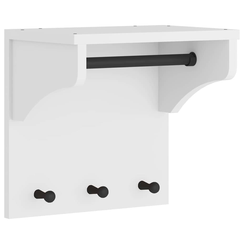 Portemanteau mural sandnes 43x30x42 cm bois de pin massif blanc - 43 x 30 x 42 cm (l x p x h) - number 2.