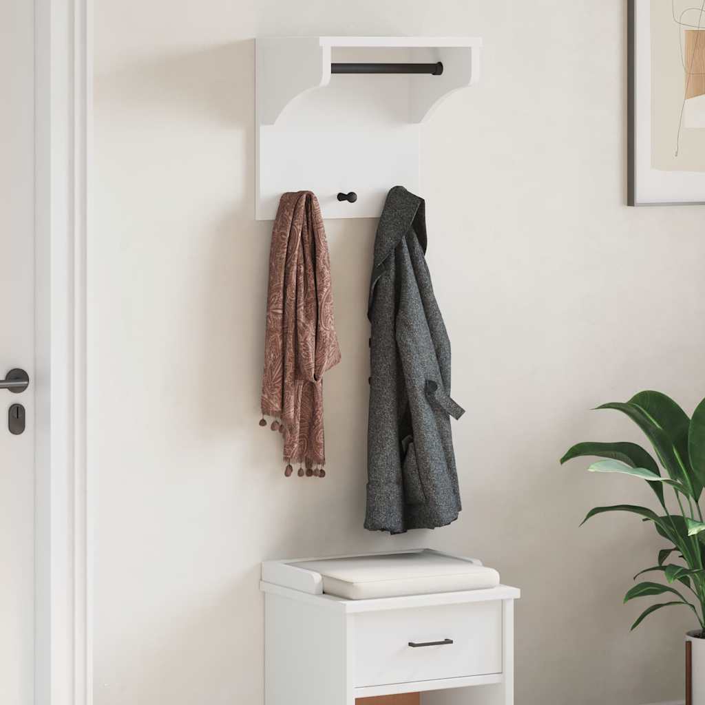 Portemanteau mural sandnes 43x30x42 cm bois de pin massif blanc - 43 x 30 x 42 cm (l x p x h) - number 3.