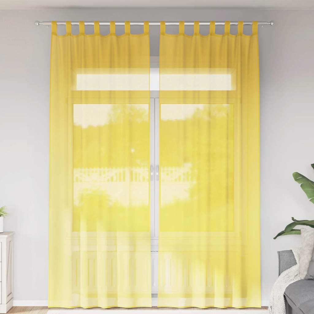 Voile curtains 2 pcs. - yellow, 140 x 260 cm, 1, with loops - number 1.