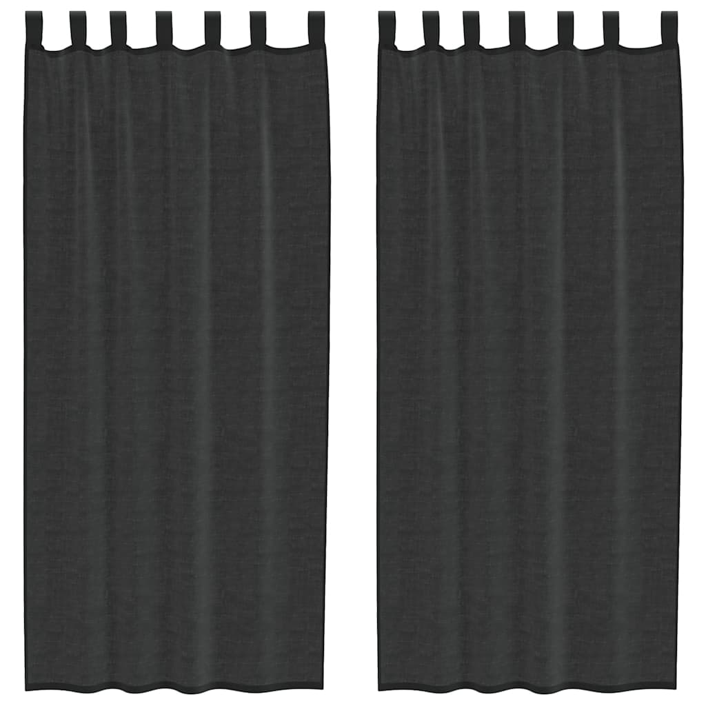 Rideaux voile avec onglet sur les 2 premiers pc. - noir, 140 x 245 cm, 1, avec course - number 2.