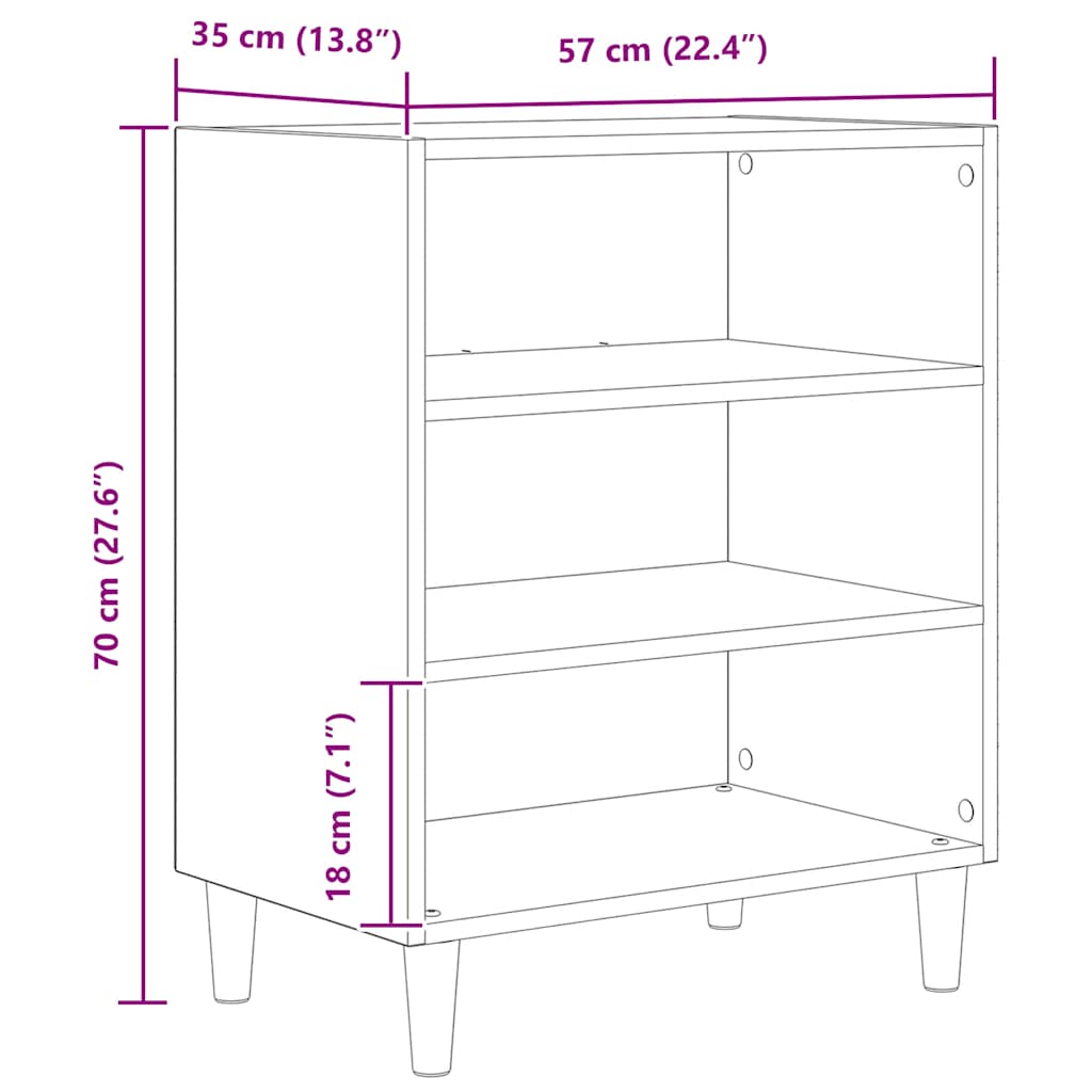 Komoda 57x35x75 cm obrađeno drvo umjetni hrast - umjetni hrast, 1 - number 9.