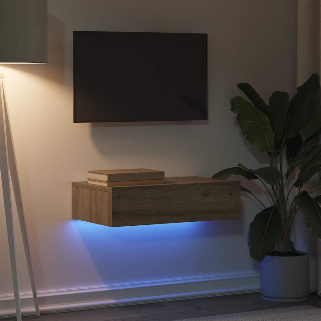 Tv-bord med led-lys 60x35x15,5 cm kunsteg - artisan eg, 1, 60 cm - number 4.
