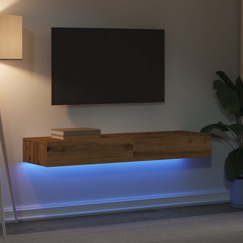 Tv-borde stk. med led-lys 60x35x15,5 cm kunsteg - artisan eg, 2, 60 cm - number 4.