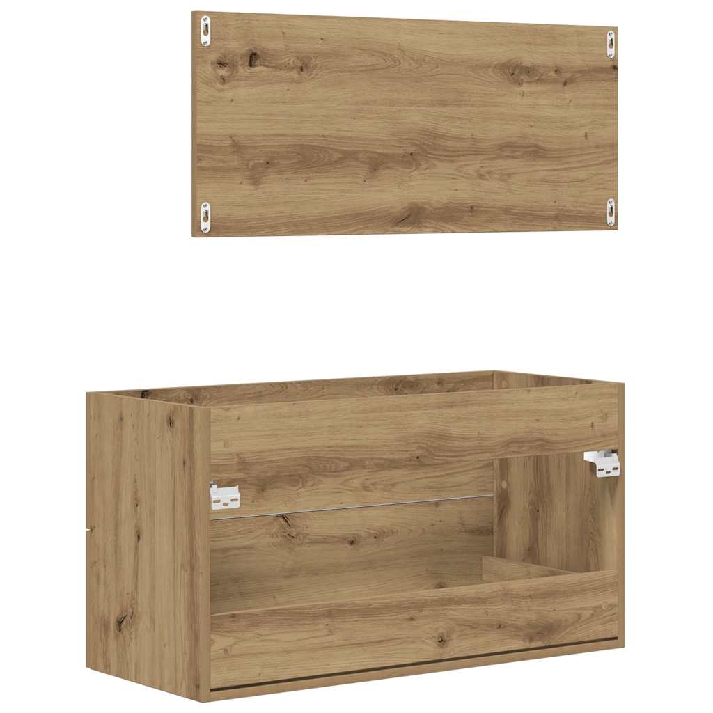 Møbelsett for bad 2 deler konstruert tre kunstig eik - håndverks eik, 1 - number 7.