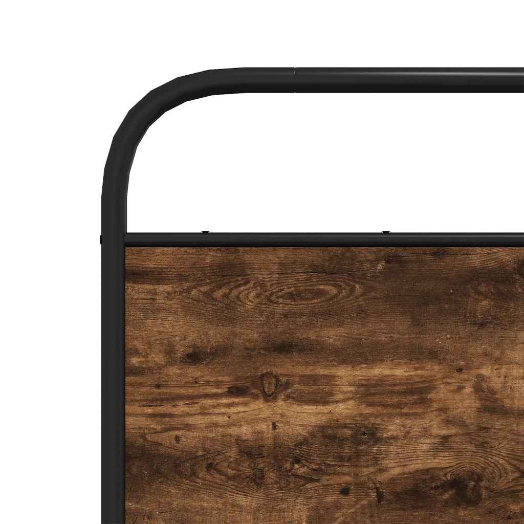 Rama łóżka bez drewna skonstruowanego w materacu - drewno wędzone, 90 x 190 cm, z zagłówkiem i podwójnym ogrodzeniem o niskiej stopie - number 8.