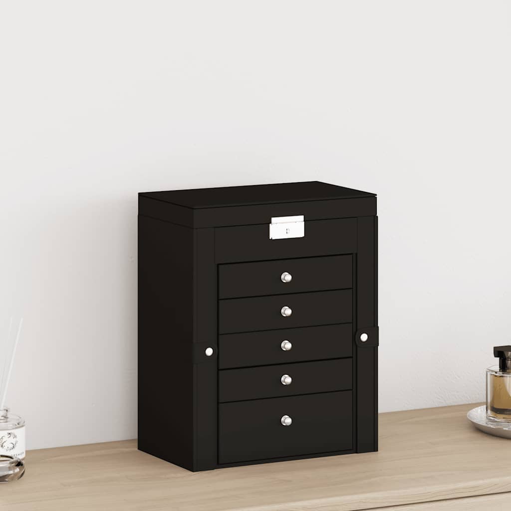 Smykkeskrin 6-lags med spejl låsbar sort - number 3.