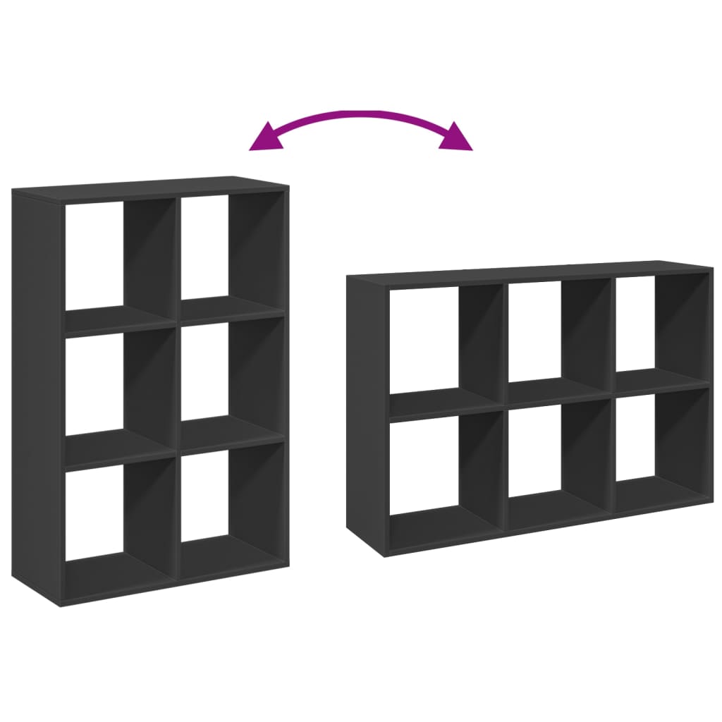 Bookshelf/room divider 69.5x29x103.5 cm engineered wood - black, 69.5 x 29 x 103.5 cm, 1 - number 8.