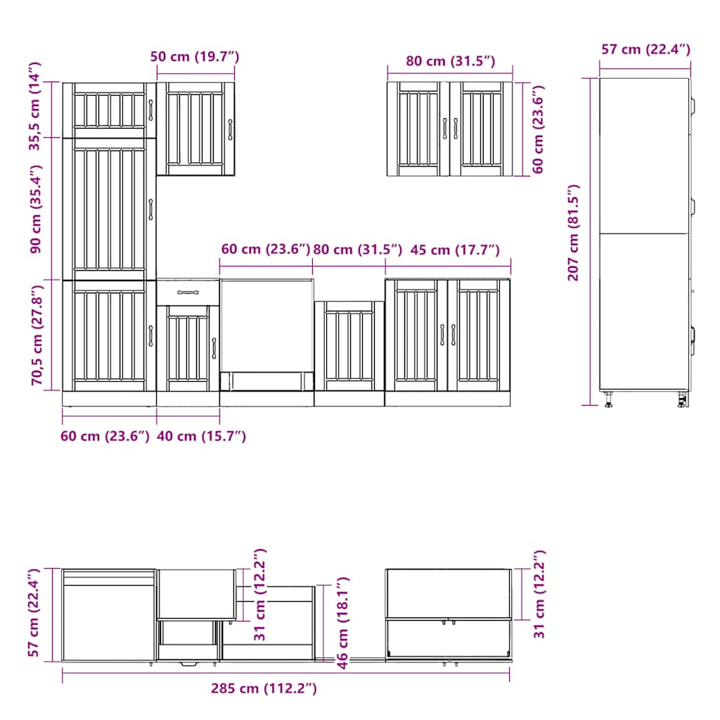 7 dele køkkenskabssæt kalmar konstrueret træ - hvid, 1, x - number 8.