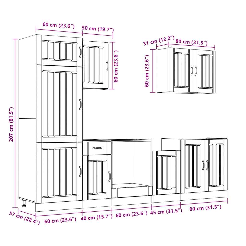 7 dele køkkenskabssæt kalmar konstrueret træ - hvid, 1, x - number 11.