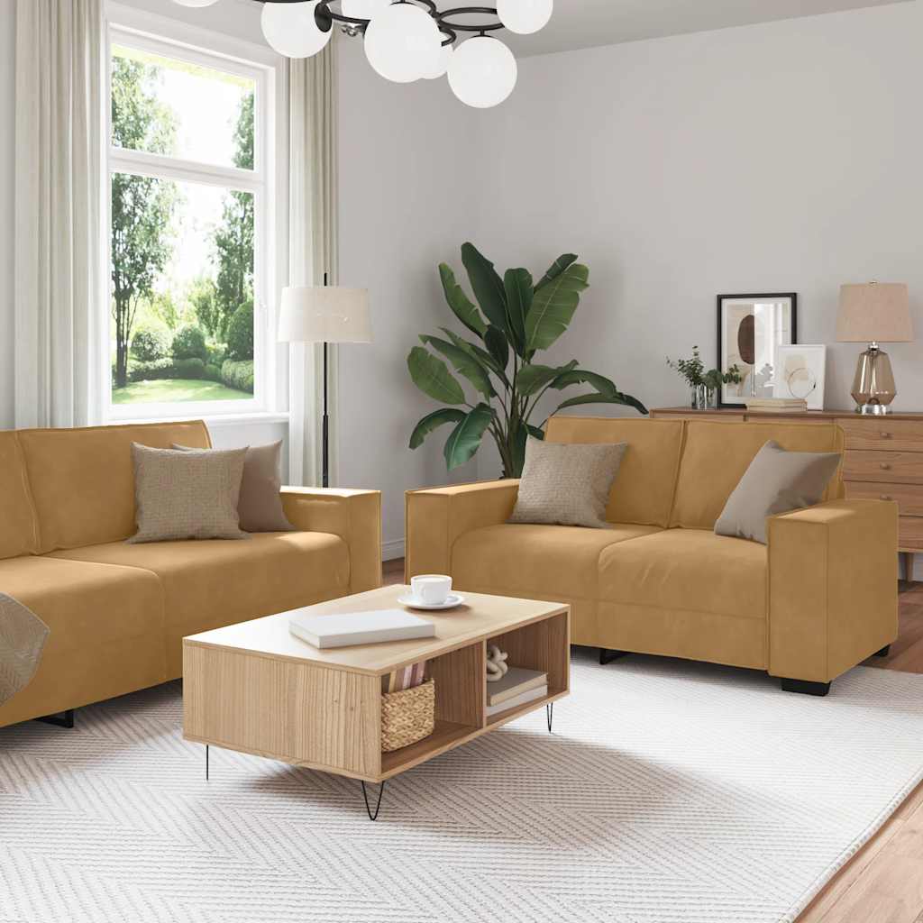 Sofa ustawiona 2 części z poduszkami velor - brown, 160 cm - number 1.