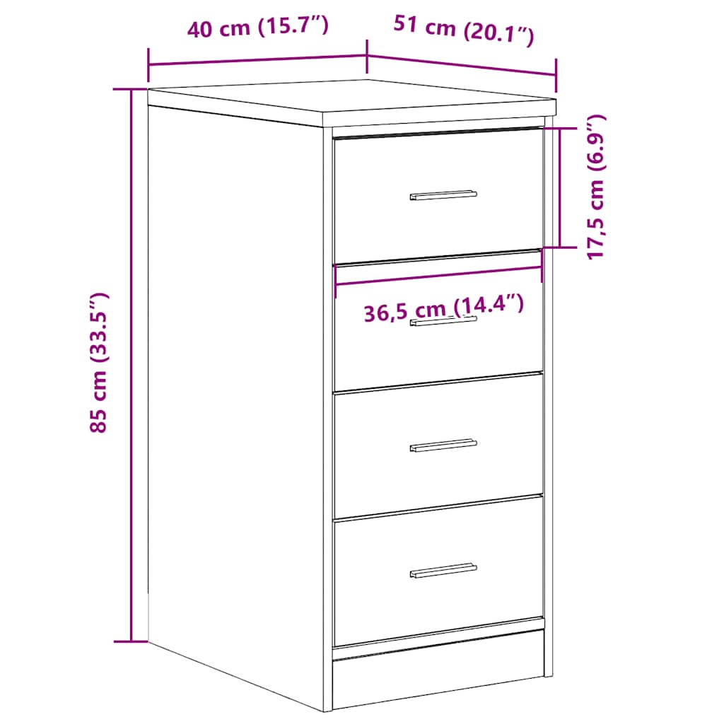 Garažni ormar za odlaganje siva sonoma - sivi sonoma hrast, 40 x 51 x 85 cm, 1, 4 ladice 4 ladice - number 12.