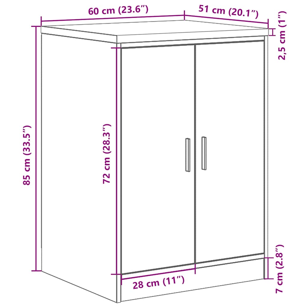 Garažni ormar sivi sonoma 60x51x85 cm - smeđi hrast, 30 x 51 x 85 cm, 1, 1 drvena vrata - number 12.