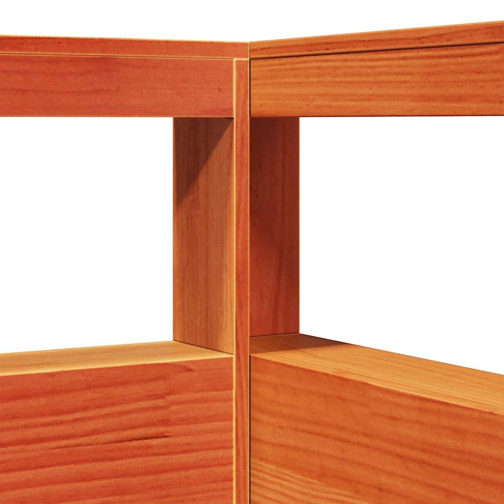 Seng med reol uden madras massivt fyrretræ - gyldenbrun, 135 x 190 cm - number 12.