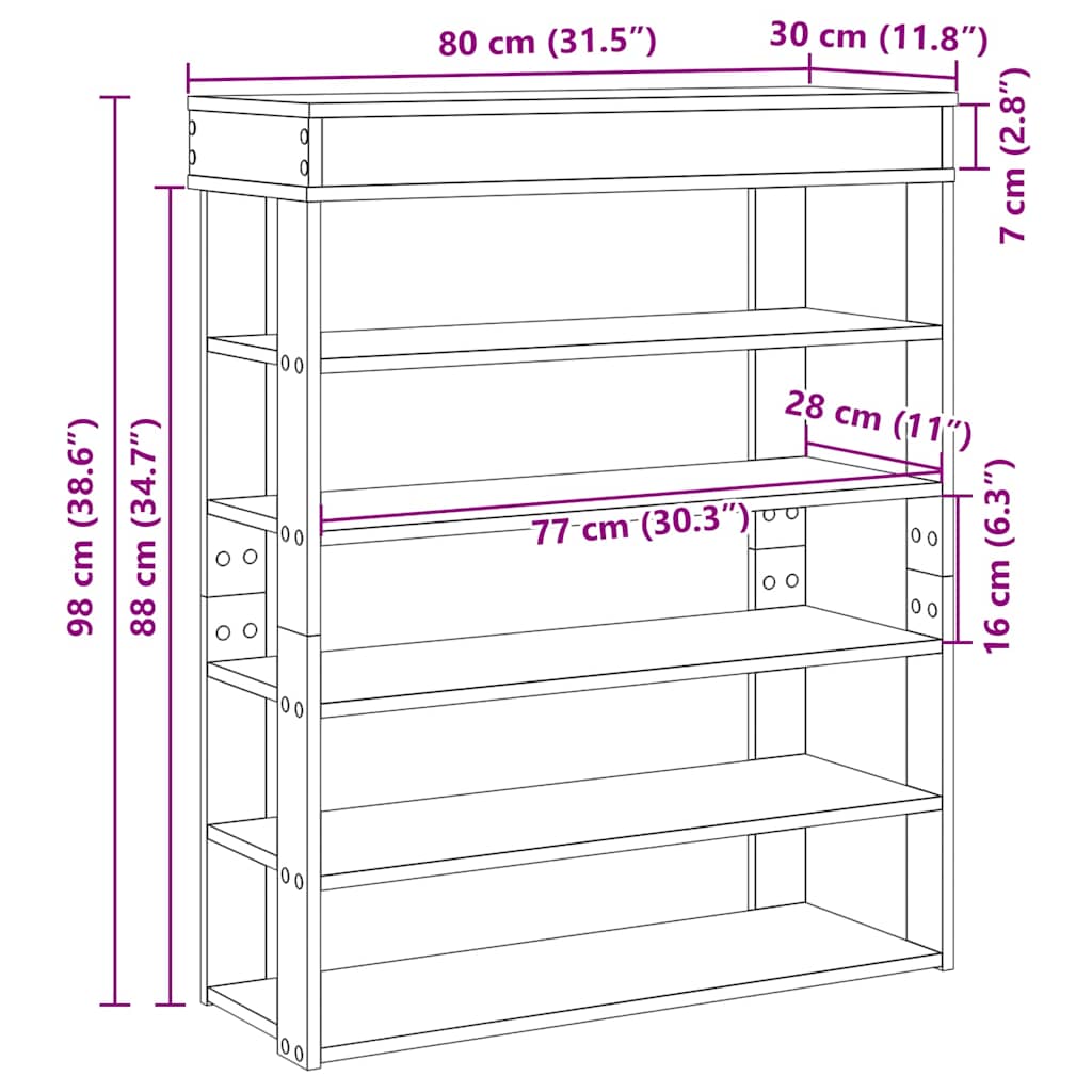 Shoe rack 80x30x98 cm engineered wood - white, 1, ooo 7 - number 9.