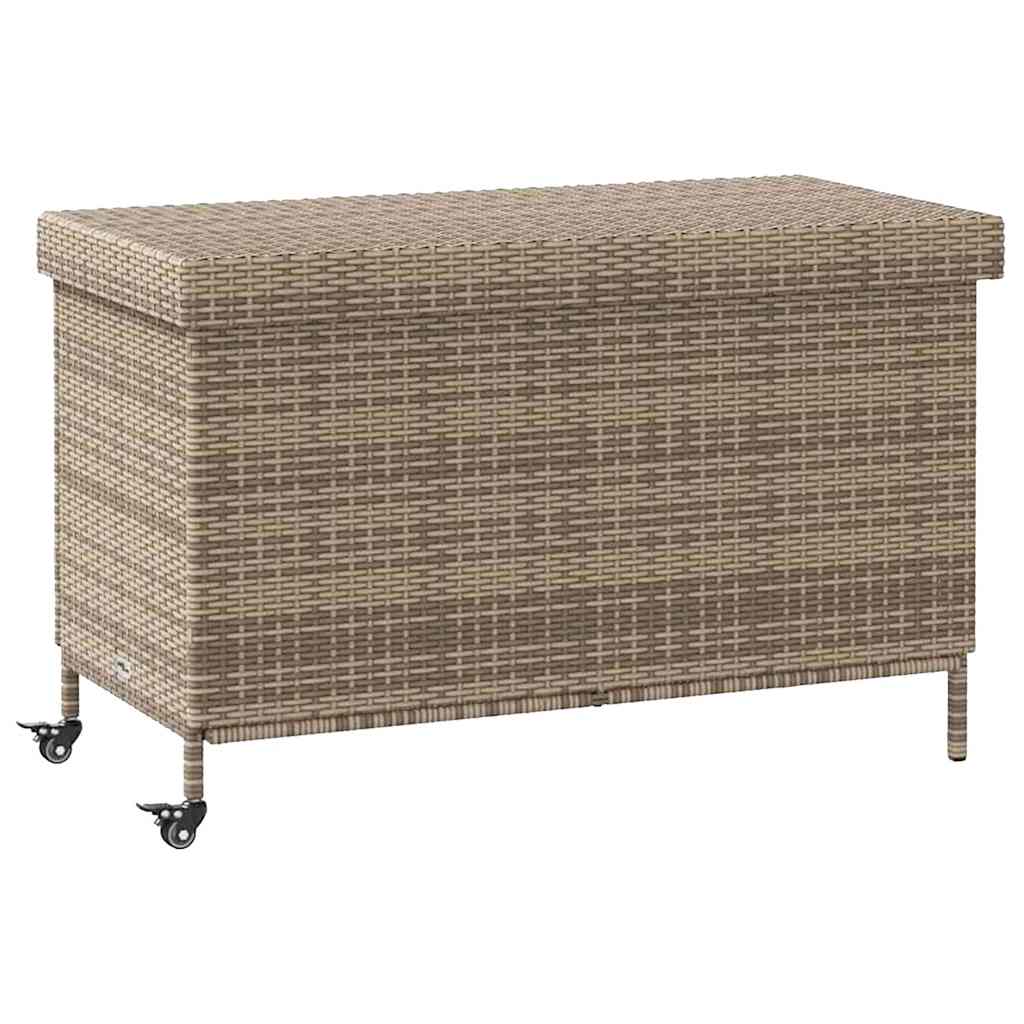 Opbevaringsboks med hjul polyrattan - grå, 110 x 55 x 73 cm - number 1.